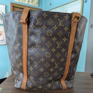 Vintage Louis Vuitton Sac Shopper Monogram Canvas Shoulder Tote with COA